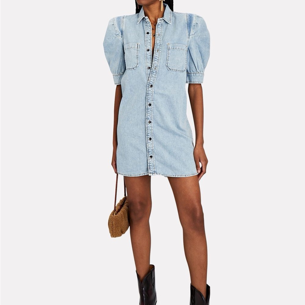FRAME PUFF SLEEVR ROSETTE DRESS
